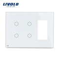 Livolo Branco 170mm * 125mm EUA padrão Triplo Vidro Vitrificado Painel Para Venda Para Interruptor de Toque de Parede Tomada VL-C5-C2 / C2 / SR-11